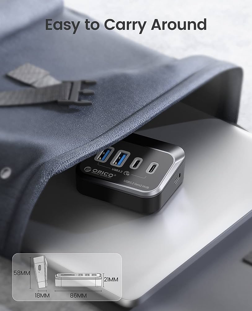 A large marketing image providing additional information about the product ORICO 4-PORT USB3.2 10G HUB - Additional alt info not provided